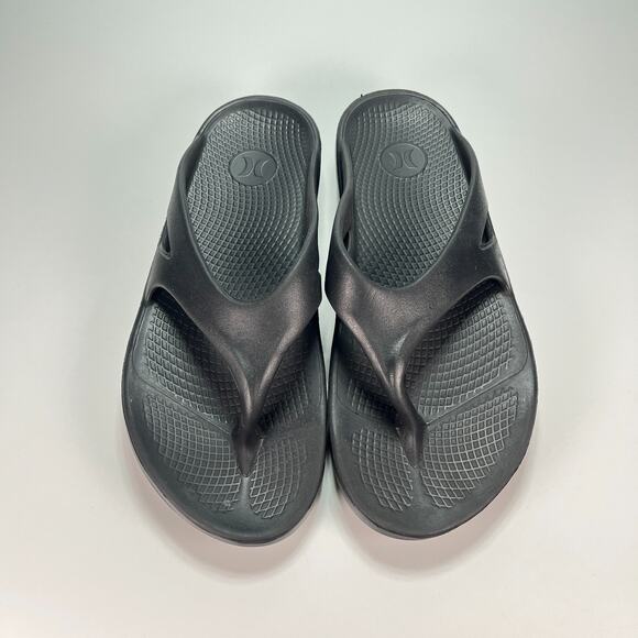 OOFOS OOriginal Hurley Black Lightweight Slip On Recovery Sandals Men's Size 11 - Picture 3 of 8
